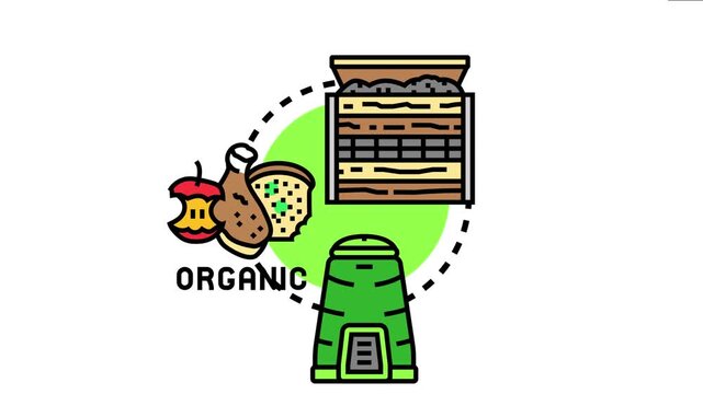 Organic kitchen waste collection and composting showing food scraps transforming into valuable soil amendment, promoting sustainability and reducing landfill impact