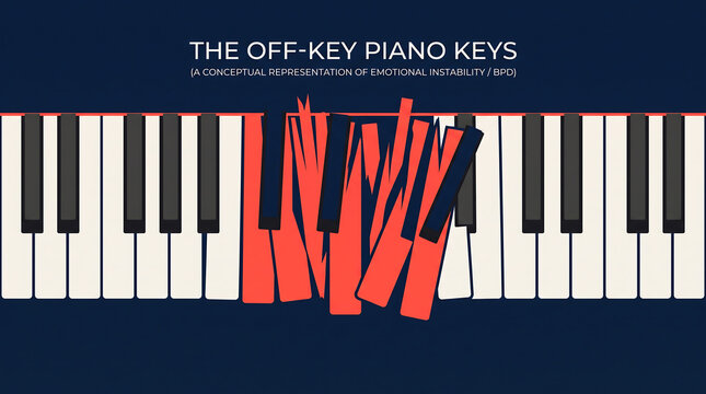 Conceptual Vector Illustration of Shattered Piano Keys Labeled The Piano Can't Play Representing Failure of Stability