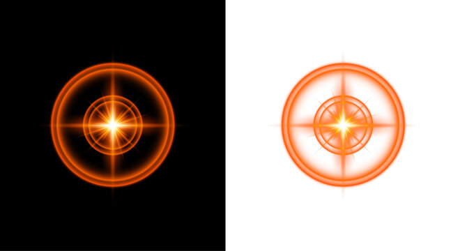 Glowing orange magic circle portal effect isolated on transparent background for fantasy game design