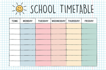 education school timetable for kids weekly planner vector illustration © krissikunterbunt