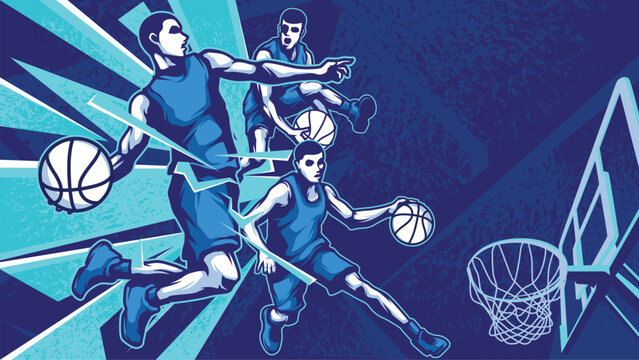 BASKETBALL Sports Background Vector. International Sports Day Illustration. Graphic Design for the decoration of gift certificates, banners, and flyer 