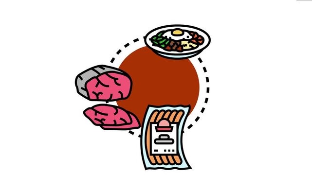 Kosher food preference concept depicting various products like packaged sausages, raw meat cuts, and a prepared meal following dietary laws