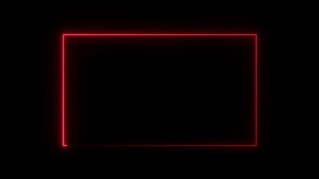 glowing neon square rectangle picture frame icon animation shape frame rotation footage round border frame movement photo frame Futuristic Neon Icon Animation in 4K