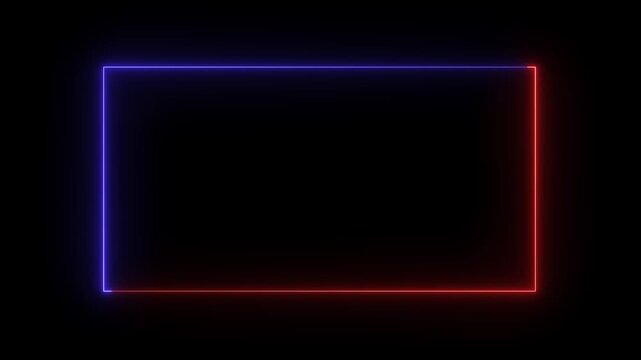 glowing neon square rectangle picture frame icon animation shape frame rotation footage round border frame movement photo frame Futuristic Neon Icon Animation in 4K