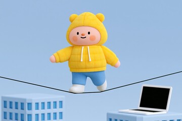 Obraz premium Playful Scene with Teddy Bear, Hoodie, and Balance Beam