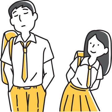 男の子を後ろから見つめる女の子