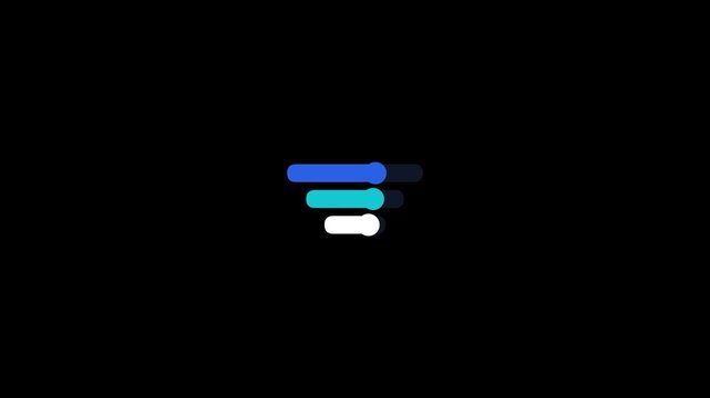 Abstract minimalist logo featuring blue, teal, and white speed lines on a dark background for modern branding