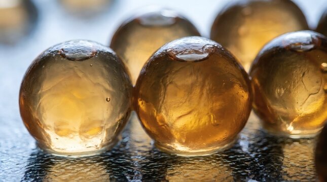 Spherified Olive Oil Molecular Gastronomy Gel Membrane Macro.