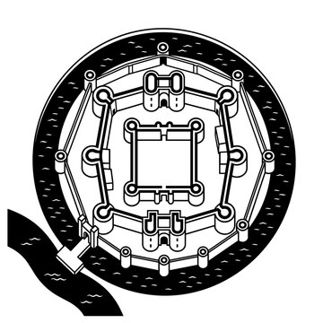 Fortress castle architectural plan isometric view.