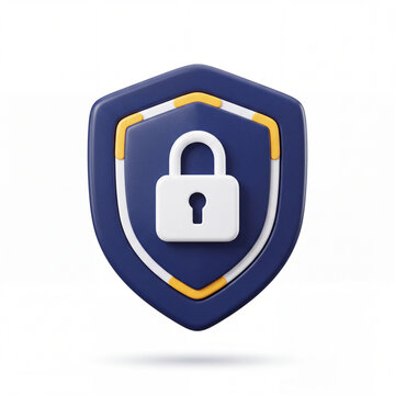 Classic Cyber Security Shield. 3D icon on white background