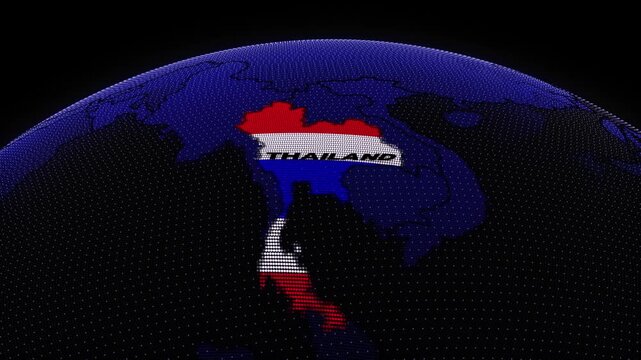 a world map of Thailand, 3d rendering, Thai flag, Thai map, Thailand, Thailand flag,