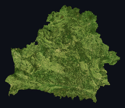Belarus Shaded Relief Map. Hillshaded physical terrain map illustration. Republic of Belarus elevation, topography, and landforms.