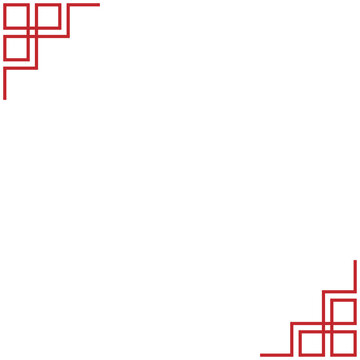 red Chinese corner frame pattern isolated on white background