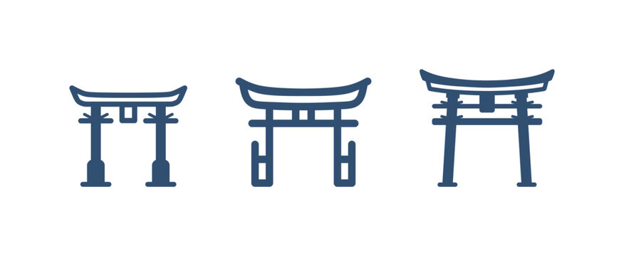 vector set logo icons of japanese torii gate