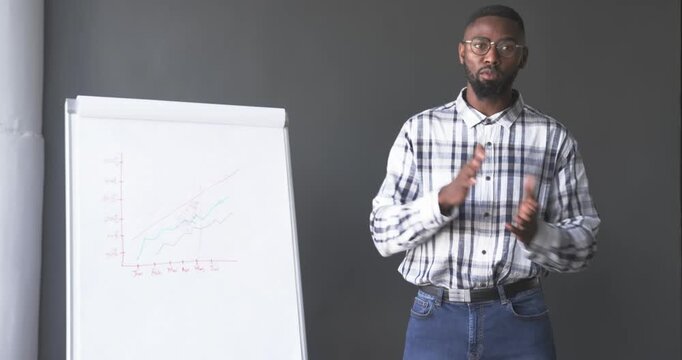 Lifestyle videos indoor of people doing activities at office, presenting business data, man explaini