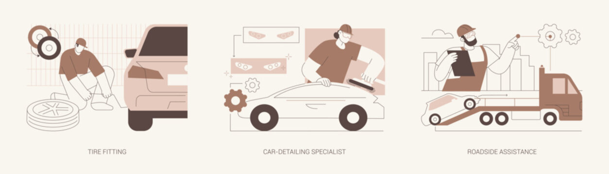 Car repair service isolated cartoon vector illustrations se