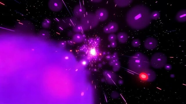 Purple Energy Explosion with Glowing Light Particles