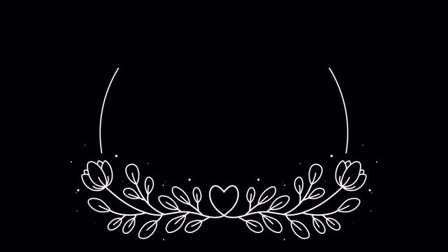 Animated Floral Wreath Frame with Heart