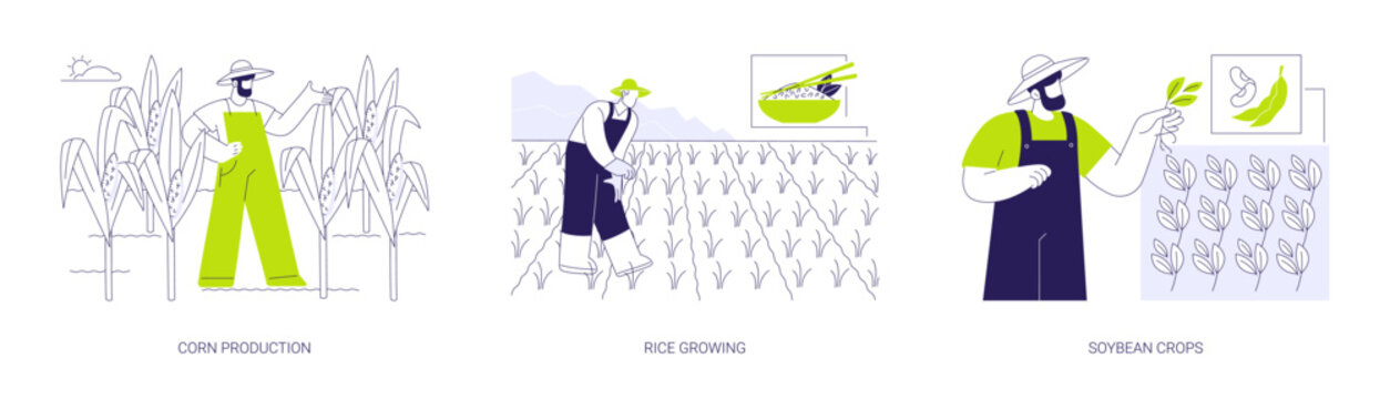 Refining agricultural products abstract concept vector illustrations.
