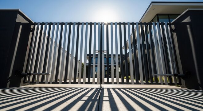 Modern Automatic Gates Protecting Exclusive Residential Property Estate