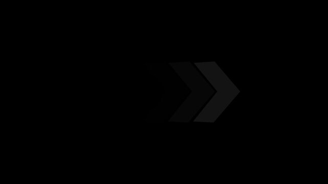 right pointing chevron arrow seamless loop animation, dynamic right arrow sequence with gradient geometric shapes, abstract forward moving arrow animation with geometric chevrons