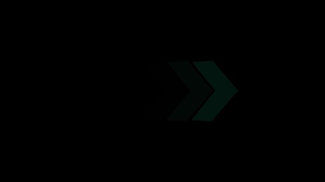 right pointing chevron arrow seamless loop animation, dynamic right arrow sequence with gradient geometric shapes, abstract forward moving arrow animation with geometric chevrons