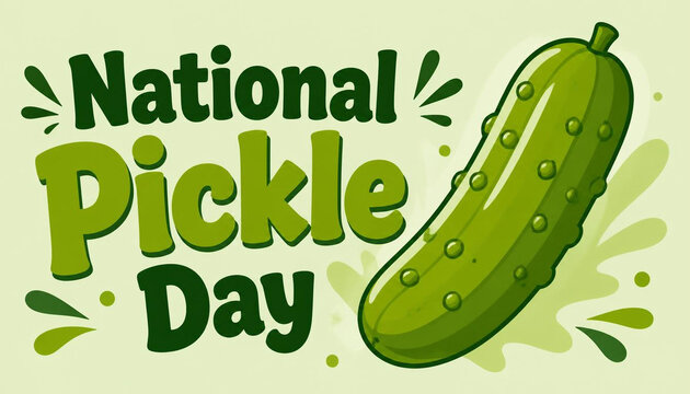 National Pickle Day celebration graphic with a fresh green cucumber illustration.