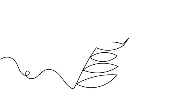 Animated natural wheat grains sign continuous one line art single drawing moving on white background animation