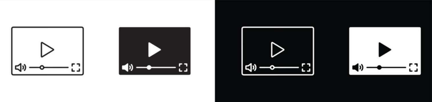 media player control icons with play pause and stop functions on transparent background for digital design projects