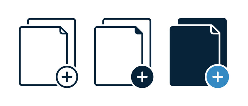 New Document Icon. File with Plus Mark Symbol for Document Creation. Vector Illustration
