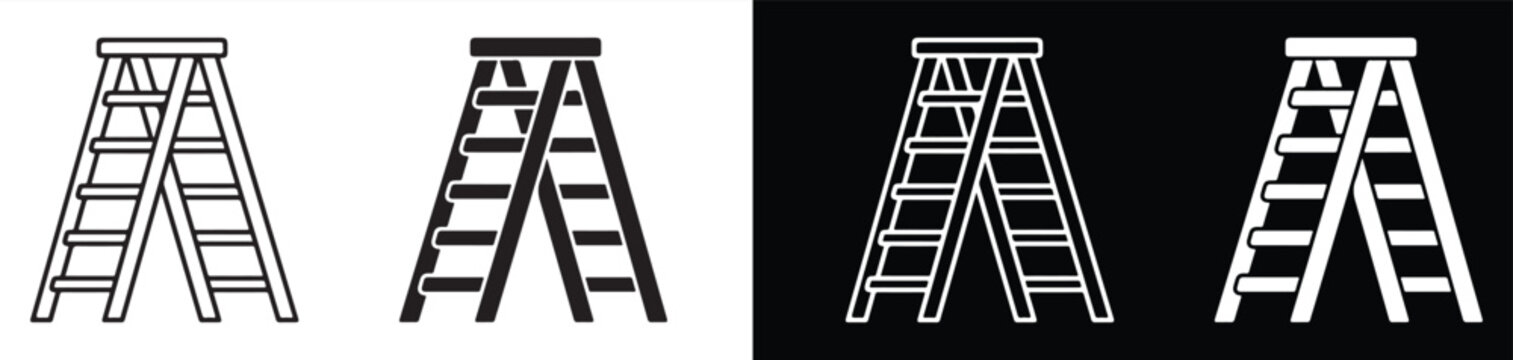 extension ladders standing side by side against contrasting backgrounds