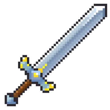 Pixel art fantasy iron or steel sword weapon icon