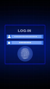 Digital Log- In Screen with Username, Password, and Circular Authentication Icon login log-in
