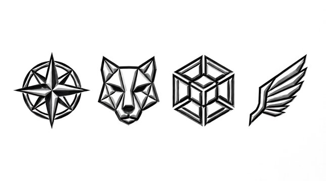 Set of four geometric black and white icons.