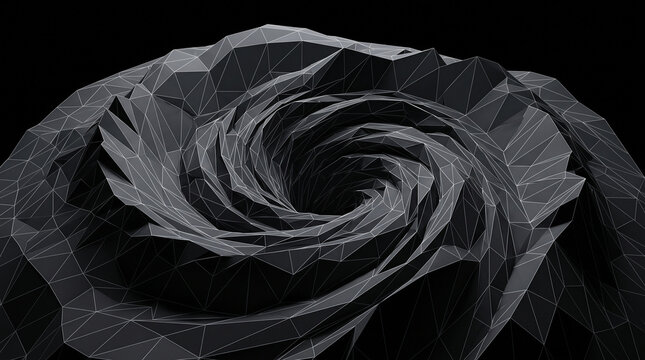Abstract 3d low poly spiral vortex background with geometric triangular mesh structure