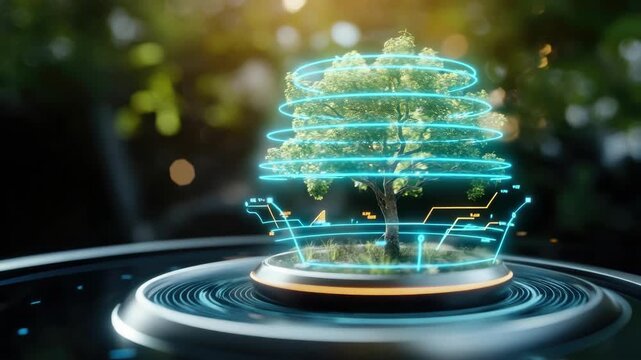 Futuristic technology enhances tree growth in digital ecosystem
