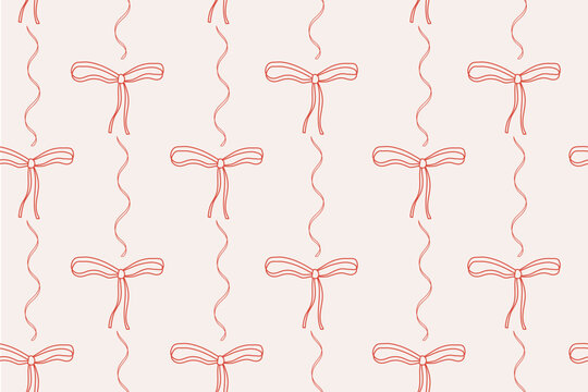 Seamless pattern with red bow.  Christmas gift wrapping paper. Vector  Illustration
