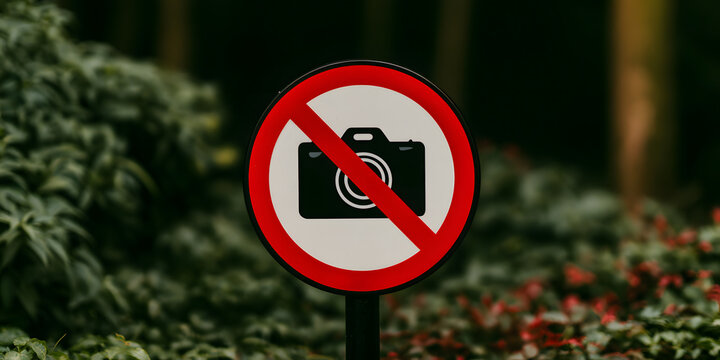 No photos are permitted; a red circle with a black camera icon warns accordingly.
