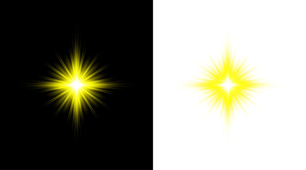 Fototapeta premium A dazzling starburst effect presented in two contrasting backgrounds dark and light
