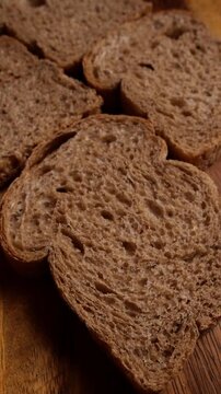 Close-Up of Wholegrain Bread Slices Showing Rustic Crumb Texture and Crust