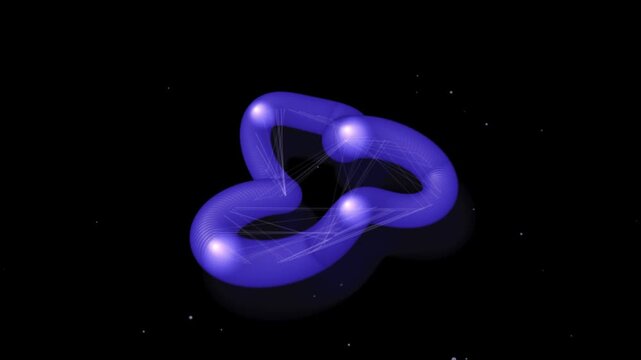 Dynamic Morphing 3D Abstract Blue Glowing Tube Knot Animation Looping in Dark Space