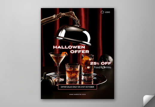 Editable Halloween Festival Sale Social Media Template with 25 Percent Off on Bar and Club Promotion.