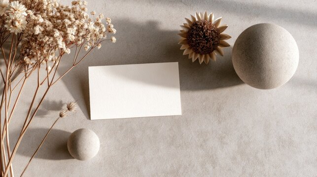 Natural elements abstract composition with blank card