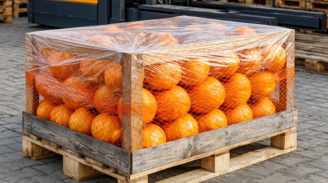 Fresh fruit crate packaging transparent wrap
