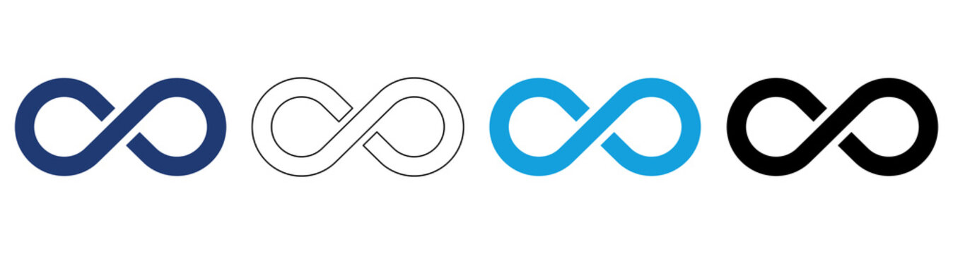 Multicolor Infinity Loop Icon Set with Filled and Outline Styles for Continuous Processes Unlimited Services Workflow Automation and Endless Connectivity Isolated on Transparent Background