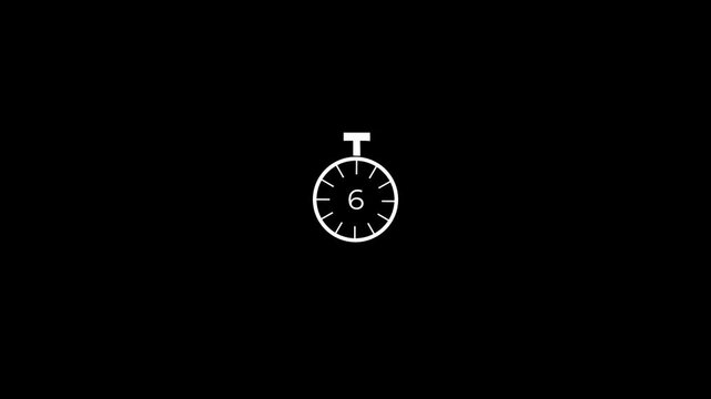 animated stopwatch 10 to 0 countdown timer with pressing top button effect.