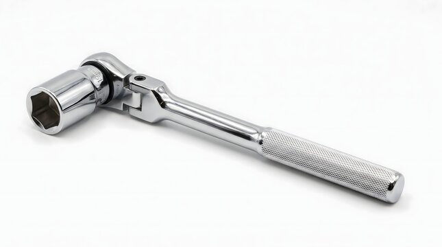 Chrome steel flex head ratchet wrench for automotive mechanical repair jobs.