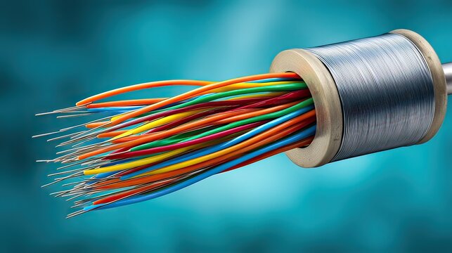 Close-Up of Colorful Electrical Wires and Cables in a Professional Setting with Blurred Background