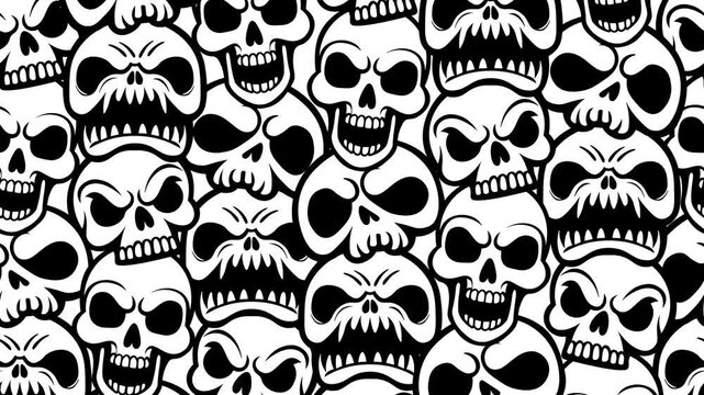 Scary Skull Outlines Scrolling Motion Background