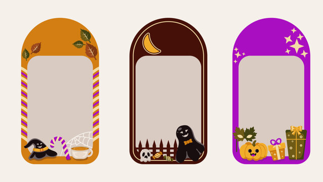 photo booth autumn vector Halloween theme props party greeting thanksgiving